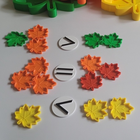 Kolorowe Liście – zestaw sensoryczno-matematyczny | Montessori